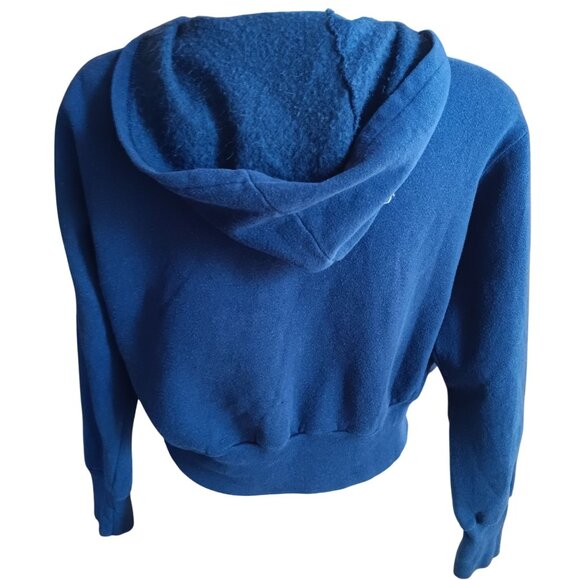 Vintage Women's Medium Hoody Jacket Cropped 70s Full-Zip Fleece Kangaroo Pockets - Picture 4 of 5